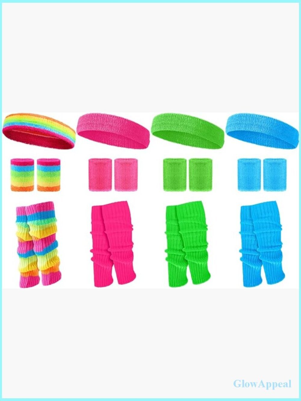 80s 90s Leg Warmers Set Neon Headbands Wristbands for Women Costume Yoga Workout